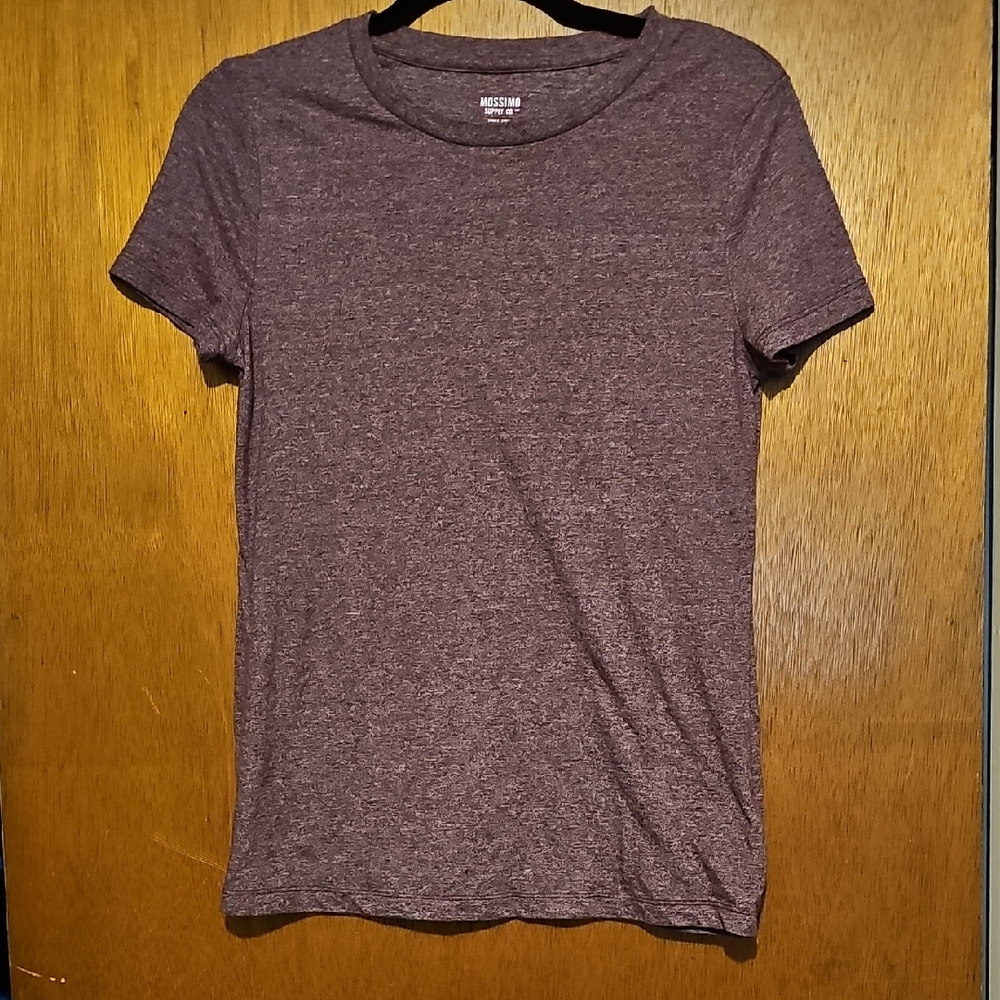 Mossimo Women's Heathered Burgundy Short Sleeve Tee